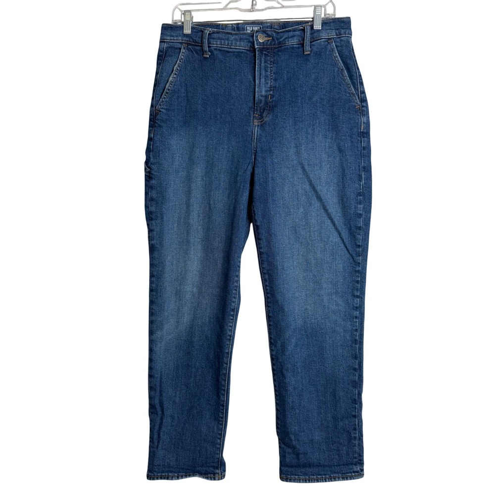 Old‎ Navy Workwear Sky Hi Straight Jeans Womens 12 Blue Carpenter Utility